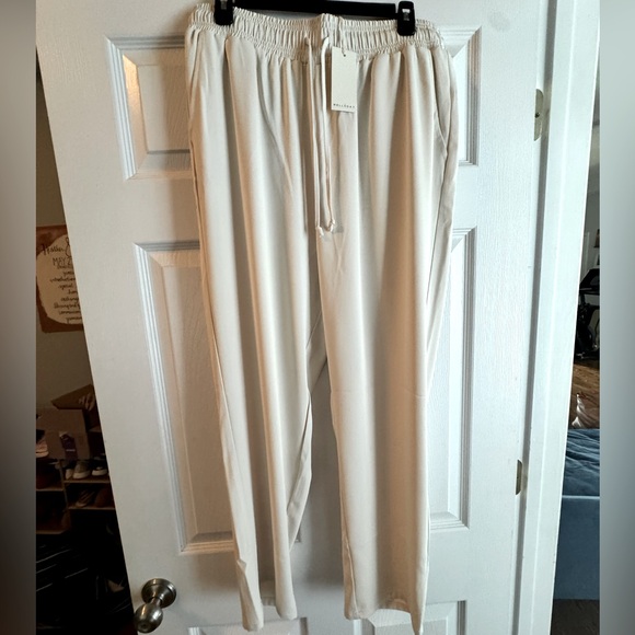 Melloday Women’s Soft Knit Drawstring Pants in Cream - NWT - Picture 2 of 5